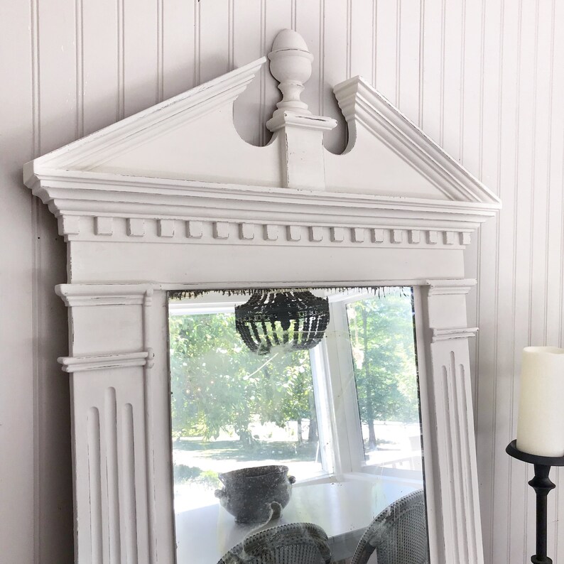 White Wall Mirror Distressed Farmhouse Mirror Shabby Chic Etsy