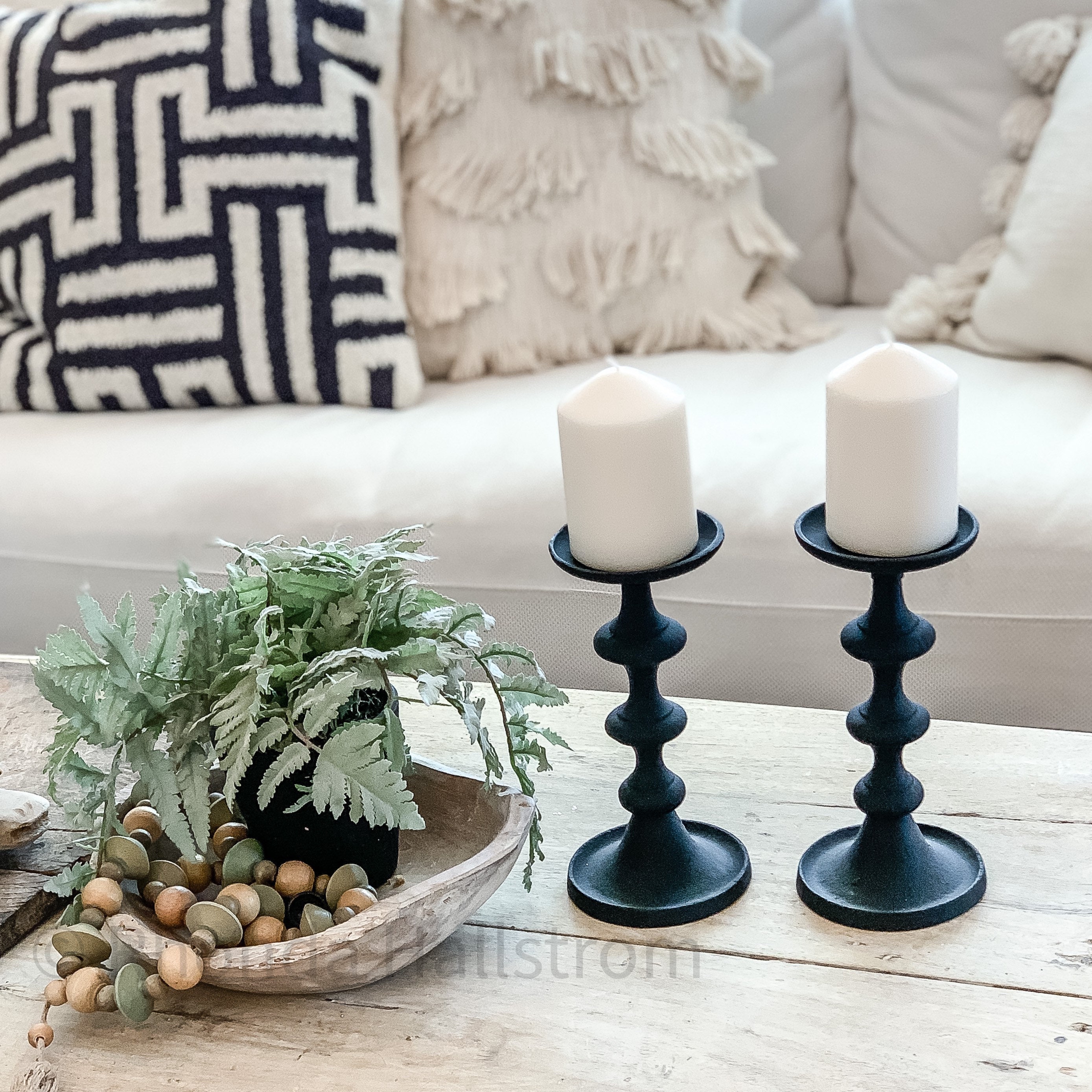 Modern black metal candle holders/ 3 candle holder table Etsy