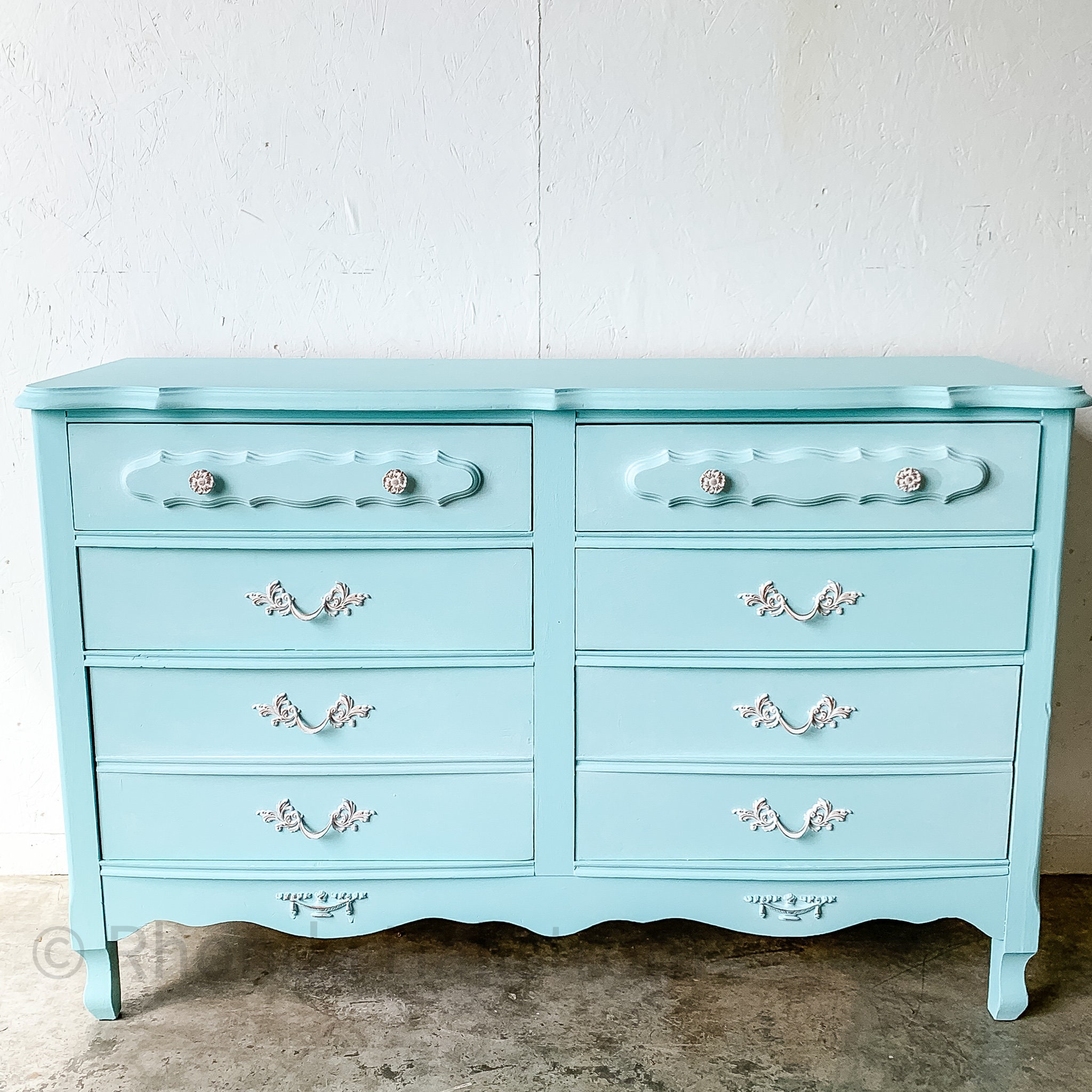 Aqua Blue DresserBlue Dresser Chalk Painted Blue Dresser Etsy