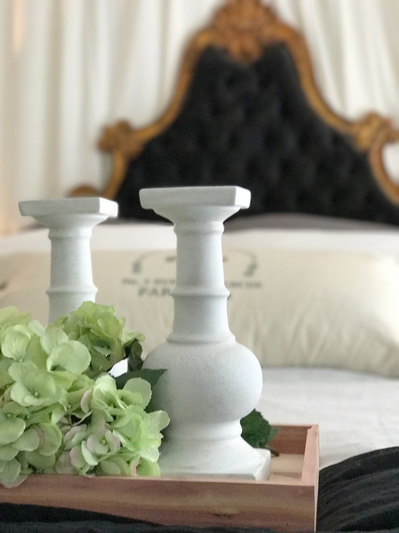 Chunky Candle Holders White Distressed Candlestick Modern Etsy