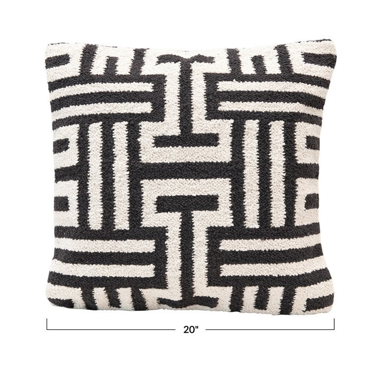 Chunky Knit Throw Pillows/ Black and White Geometric Modern Etsy