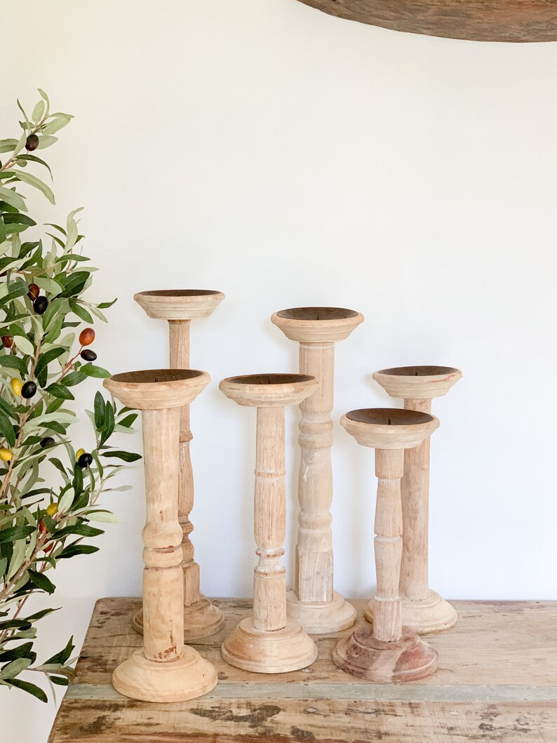 Antique Wood Candle Holders/wood Candle Stick Etsy