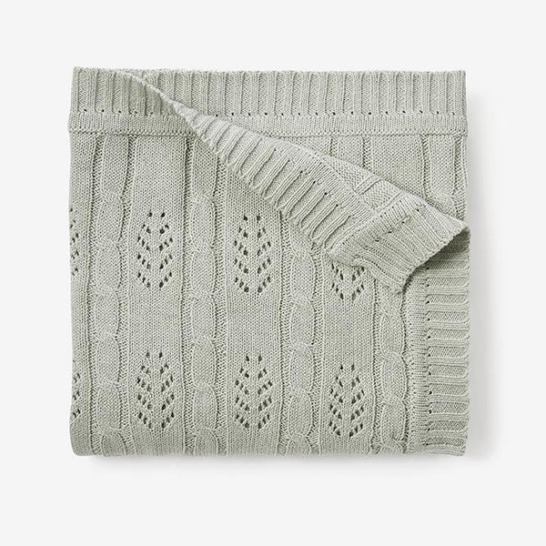 Knit Baby Blanket/Chunky Sweater Blanket\Shabby Chic Throw Blanket/Sage Baby Blanket|Leaf Knit Blanket|Farmhouse Style