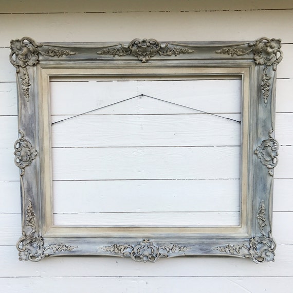 antique wood frame living room decor large hand painted etsy