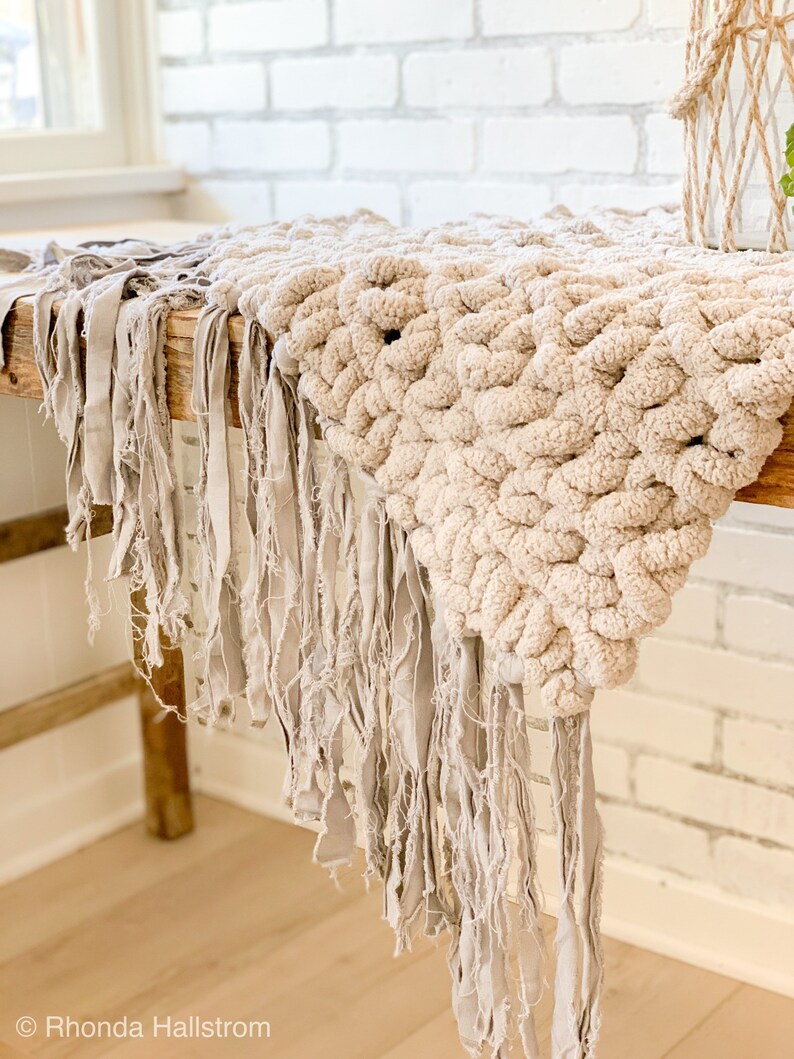 Chunky Knit Table Runner/shabby Chic Table Throw/hand Knit Etsy