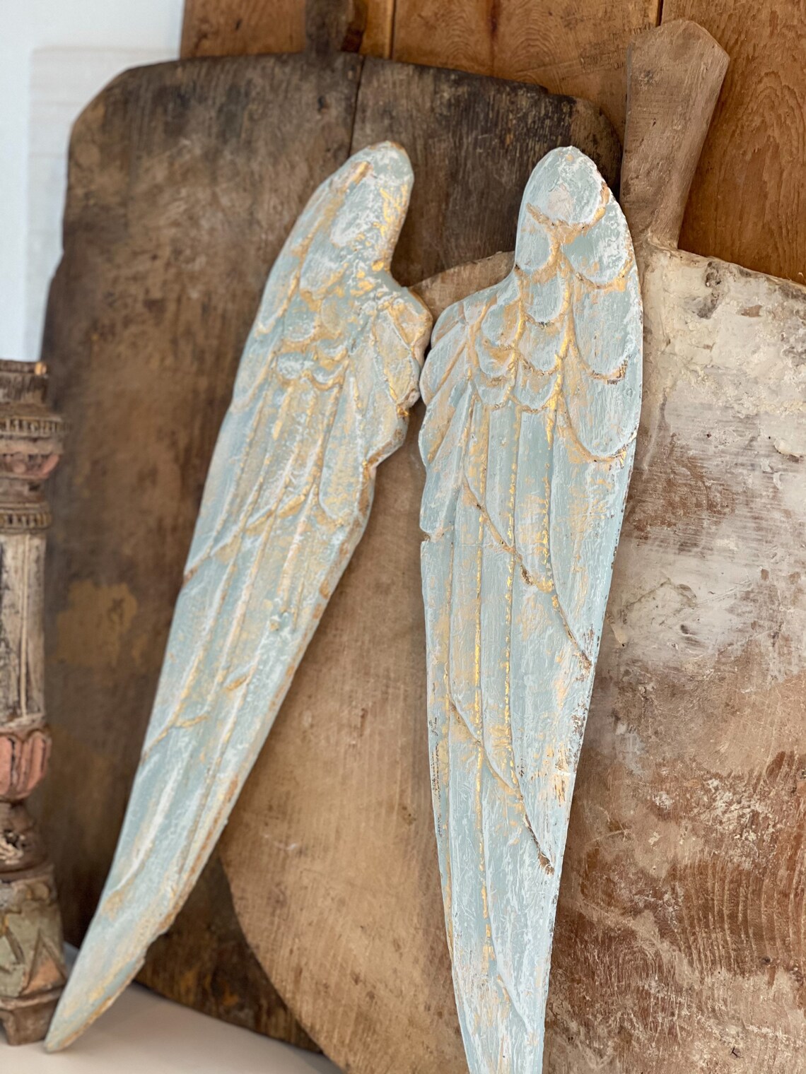 Angel Wing Wall Decor Wood Painted Angel Wings French Nordic Etsy