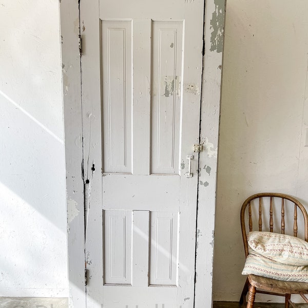 Antique Pantry Cabinet/Chippy Wood Painted Storage/ Bookcase/ Farmhouse Bedroom Furniture Armoire with shipping to Ohio