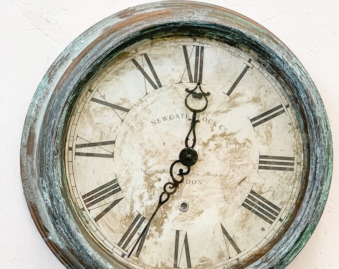 Patina Wall Clocklarge Metal Wall Clockfarmhouse Office Clockpatina