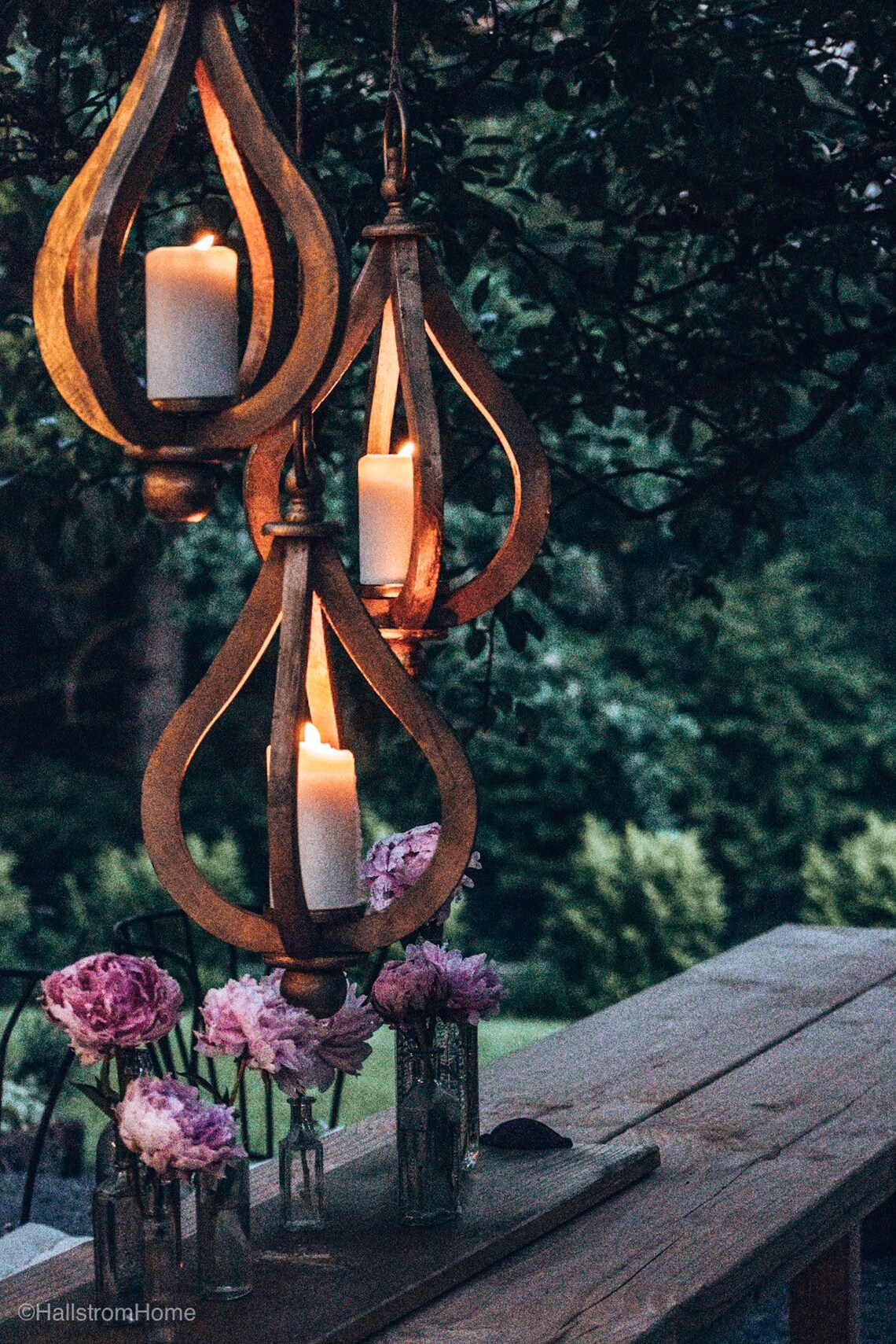 Wooden Hanging Lantern/ Teardrop Candle Holder/ Wedding Table Etsy