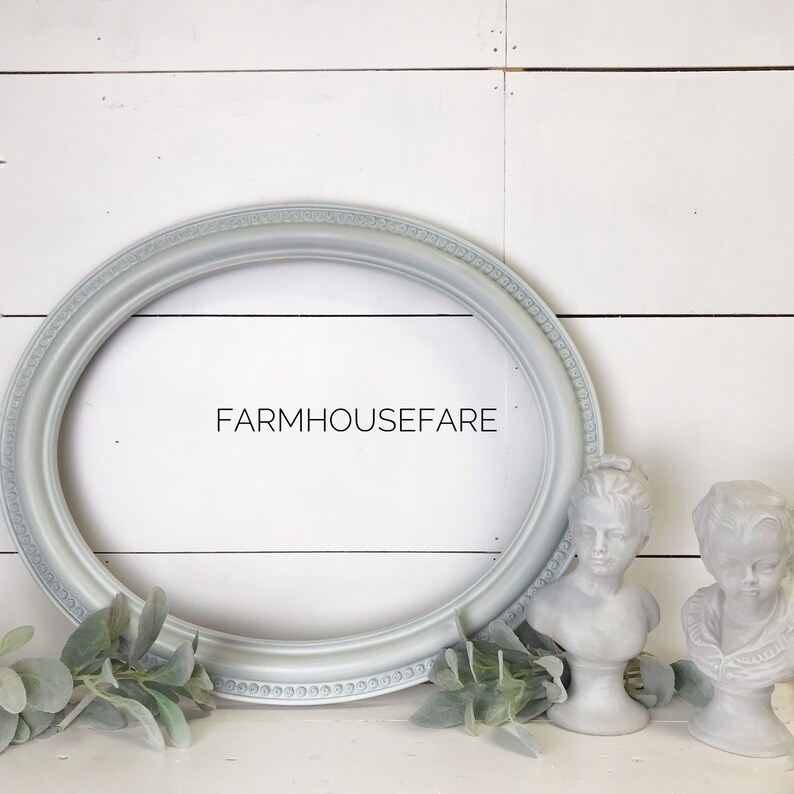 Bathroom Wall Decor Farmhouse Blue Frame Oval Gallery Shabby Chic Home French Free