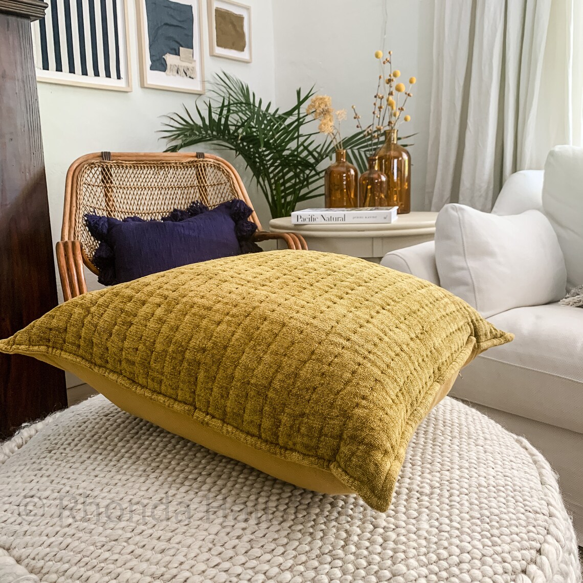 Mustard Throw Pillowvelvet Pillowfarmhouse Decor Boho Pillow Etsy