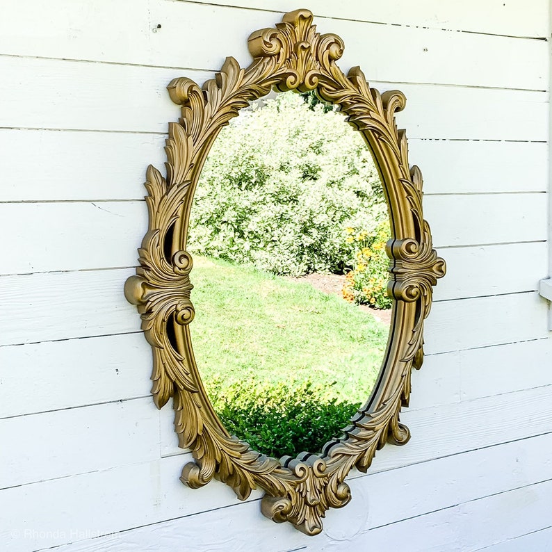 Oval Wall Mirror Bathroom Vanity French Farmhouse Decor Gold Free