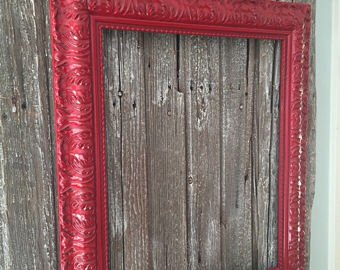 Large Baroque Frame Hand Painted Picture Frame Red Hollywood Regency