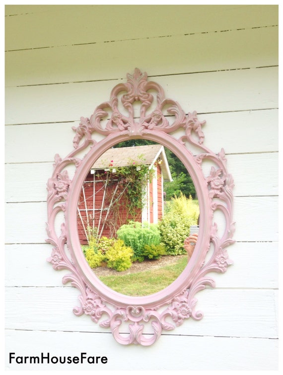 Pink Nursery Mirror Shabby Chic Bathroom Mirror Decorative Etsy
