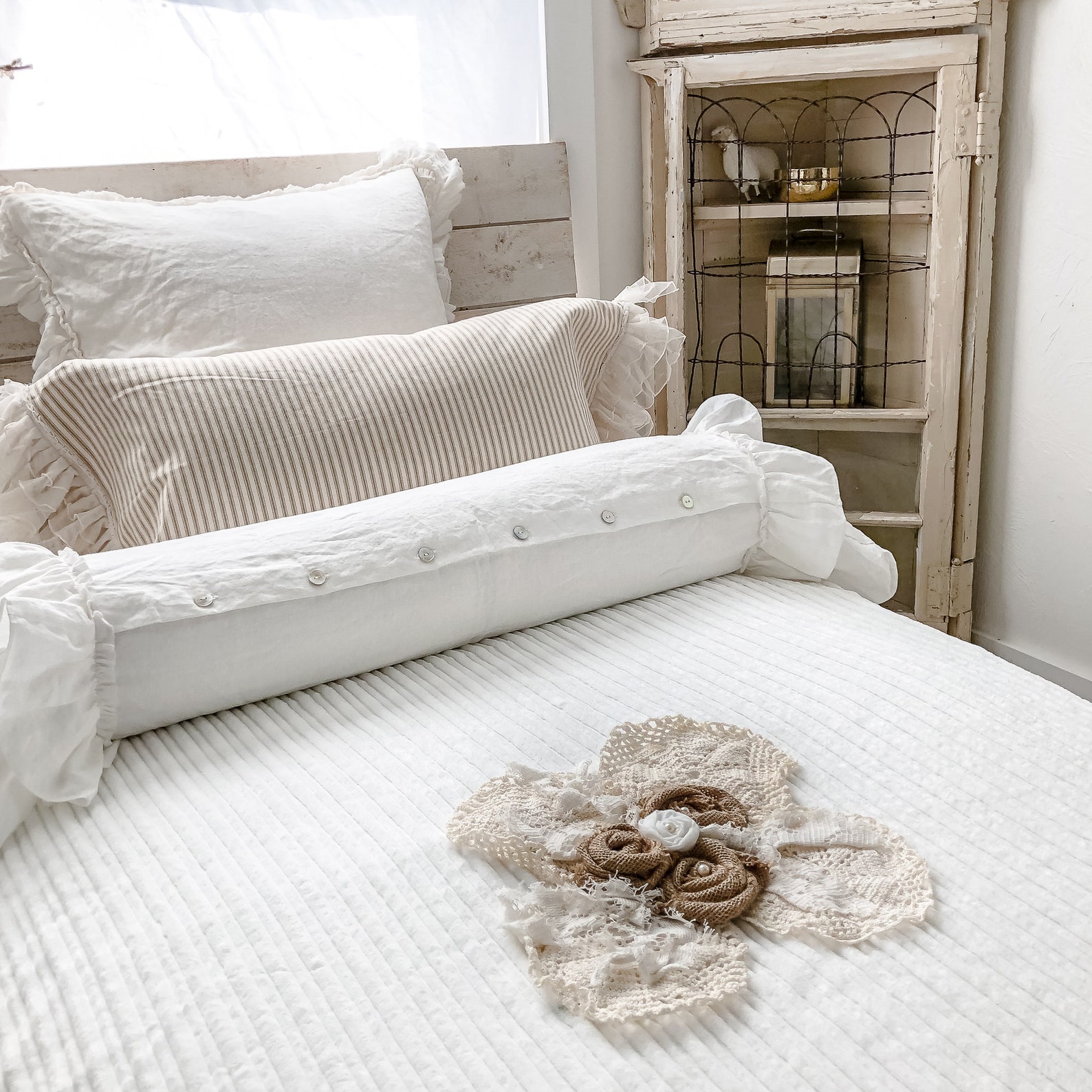 Twin Bed Cover White Shabby Chic Blanket Twin Size Bedding Etsy