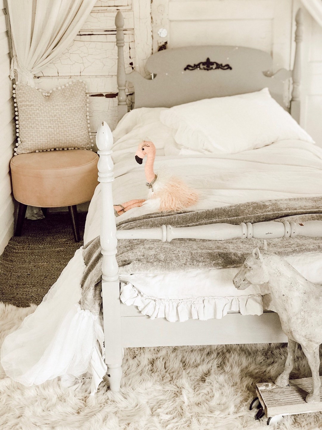 Gray Velvet Bed Scarf Velvet and Tulle Bed Scarf Luxury Etsy