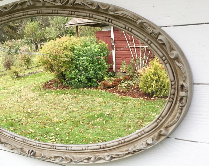 Antique Oval Bathroom Mirror Nursery Mirror Tan Wall Mirror - Etsy