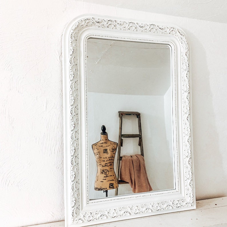 Antiqued Mirrored Washstand With Gold And Gray French Mirror
