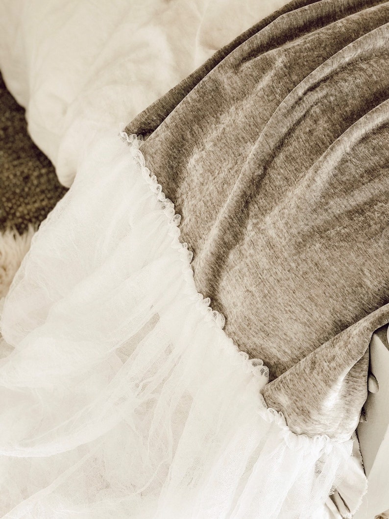 Gray Velvet Bed Scarf Velvet and Tulle Bed Scarf Luxury Etsy