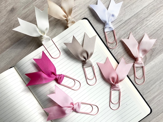 pink journal clip, ribbon bookmark