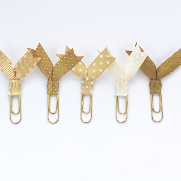 gold desk decor, paper clip bookmark, gold paper clips,