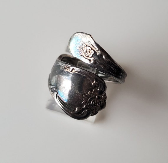 Vintage Ring Size 7 Rustic Metal Spoon Ring Large… - image 1
