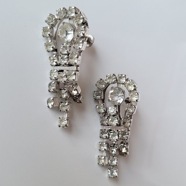 Vintage Screwback Earrings Large Statement Rhinestone Earrings Screw Back Earrings Vintage Jewelry Fashion Jewelry Costume Jewelry