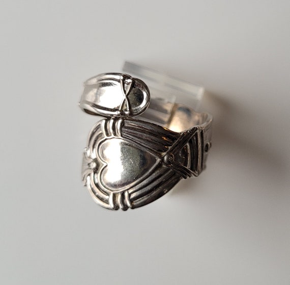 Vintage Ring Size 9 Rustic Metal Spoon Ring Large… - image 1