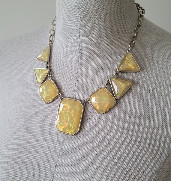 Vintage Necklace 16 inch Yellow Colored Chunky Ne… - image 1