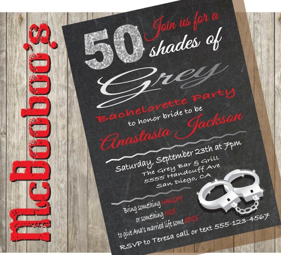 50 Shades Of Grey Bachelorette Party Invitation On A Etsy