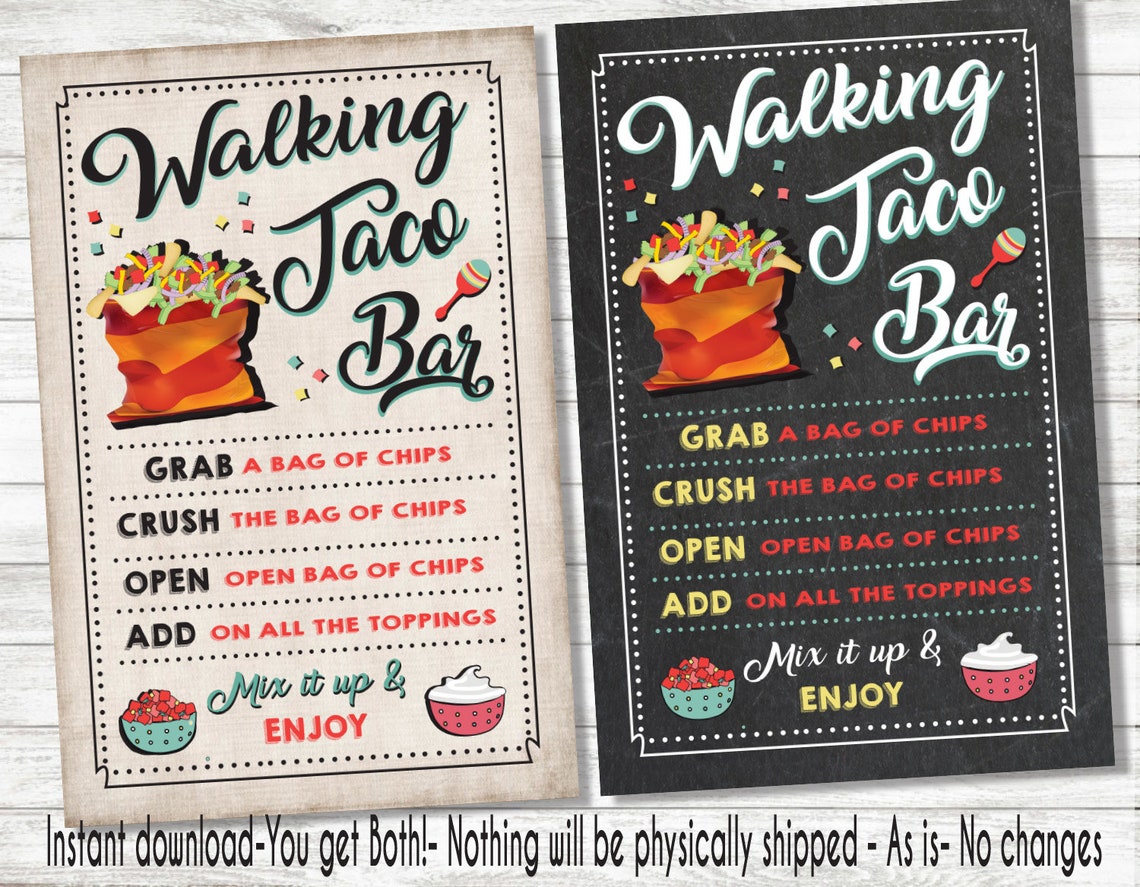 Walking Taco Bar Poster Sign INSTANT DOWNLOAD as Is no Etsy