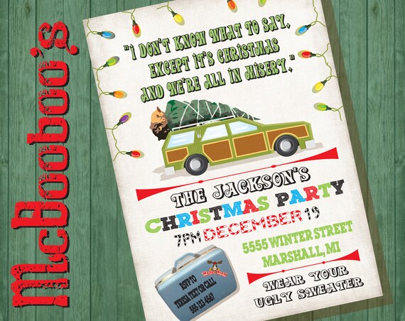 griswold themed christmas vacation holiday party invitation on etsy christmas vacation party invitations