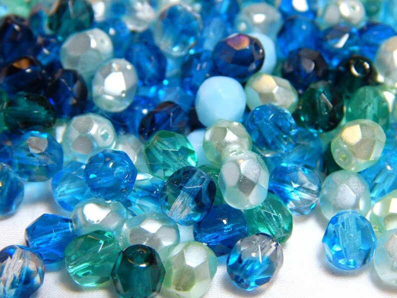 6mm Blue Beads Blue Faceted Beads Blue Firepolish Beads Etsy