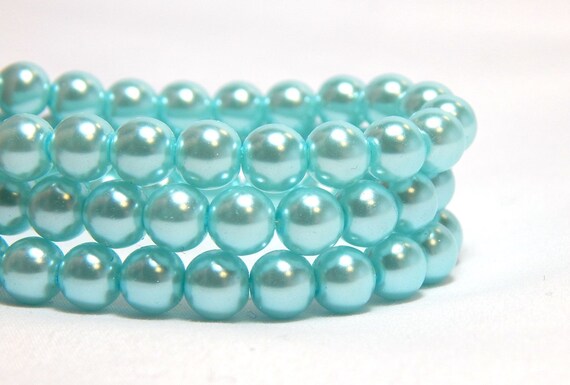 jewellery making 100 beads Teal 6mm Glass Faux Pearls