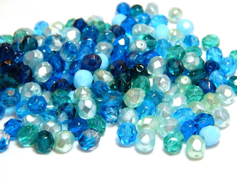 6mm Blue Beads Blue Faceted Beads Blue Firepolish Beads Etsy