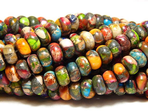 8x5mm Sky Eye Jasper Rondelles Gemstone Beads Full Strand Multicolor B-32C