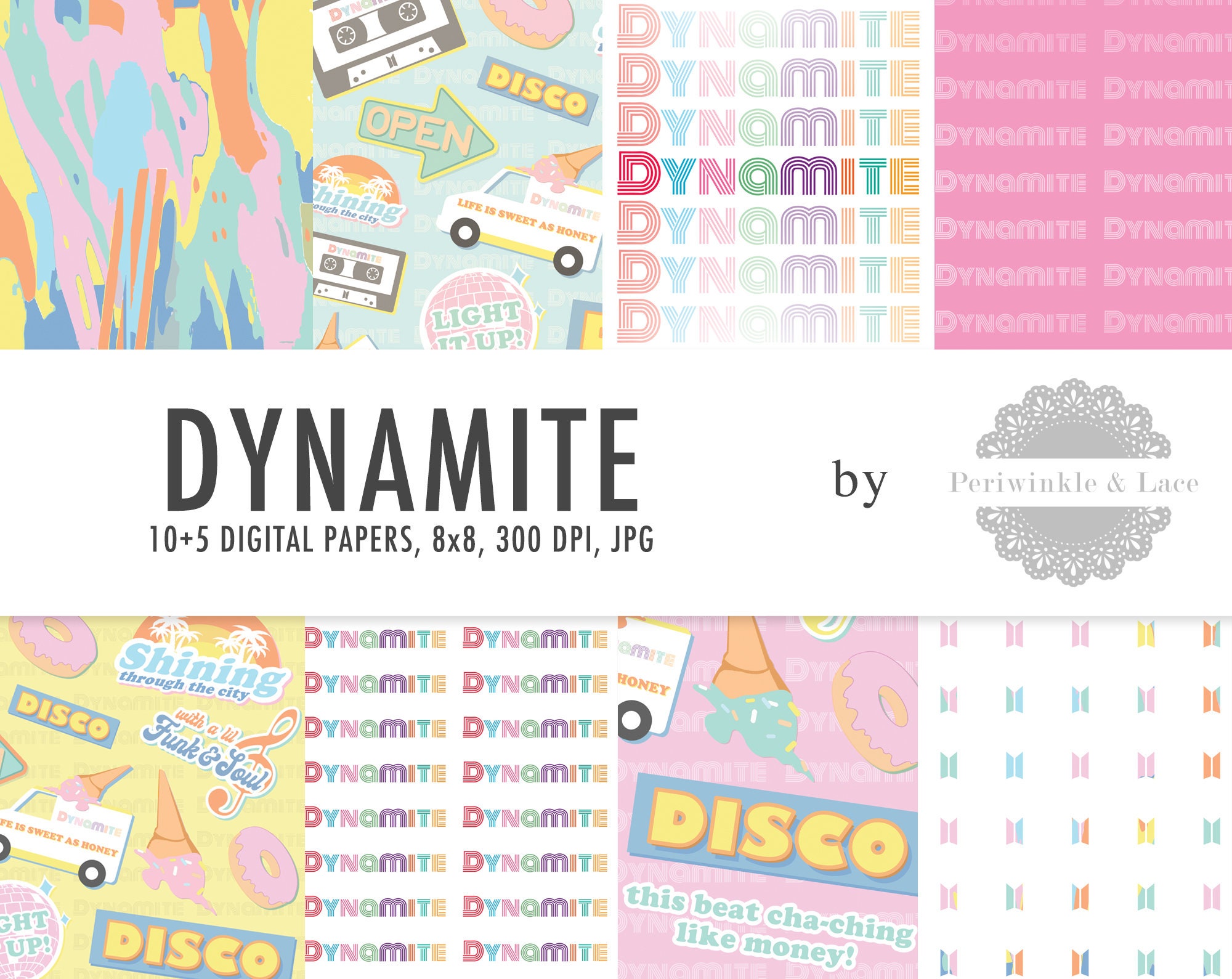 Dynamite BTS Themed Digital Paper Instant Download