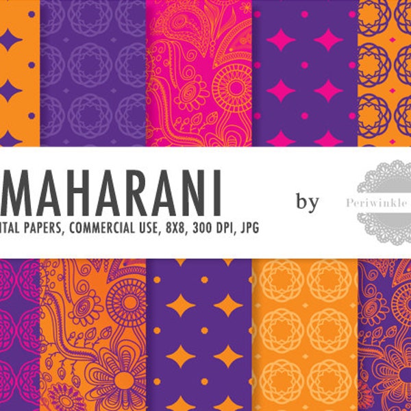 Maharani Indian Paisley Festival Digital Paper - Utilisation commerciale - Téléchargement instantané