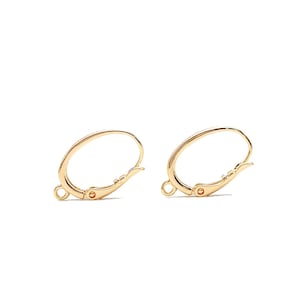 Oval Leverback Earring Finding for Drop or Dangle Earrings in 18K Gold Plating, Hypoallergenic Brass Earring Component, FINAL SALE by Pair