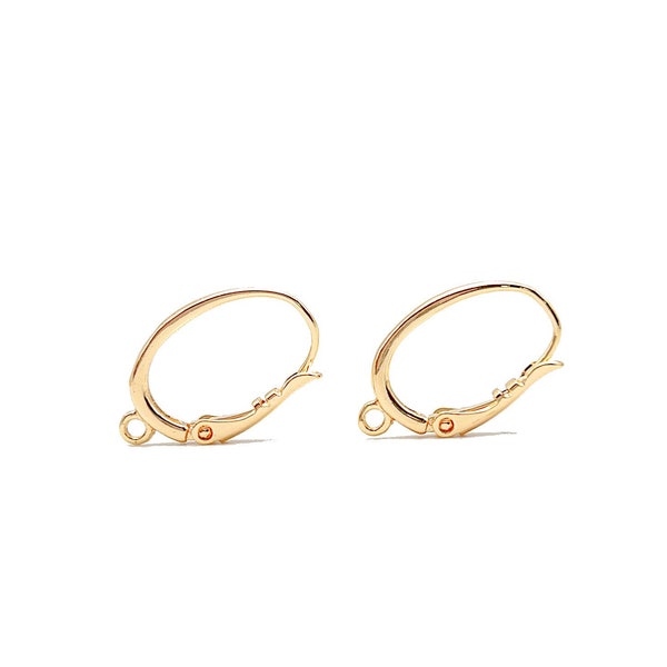 Oval Leverback Earring Finding for Drop or Dangle Earrings in 18K Gold Plating, Hypoallergenic Brass Earring Component, FINAL SALE by Pair