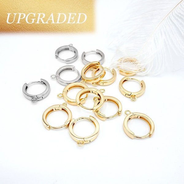 Huggie Hoop One-Touch Hoop Earring Findings in Anti-Tarnish 18K Gold or Platinum Plating, Earring Hoop with Ring, Nickel & Lead Free