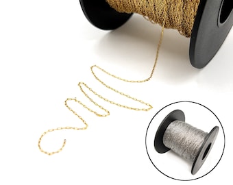 1-10 Meter 0,8 mm Büroklammer Kette aus wasserdichtem 18K PVD Gold, Edelstahl-Bulk-Spule, zierliche permanente Schmuckherstellung