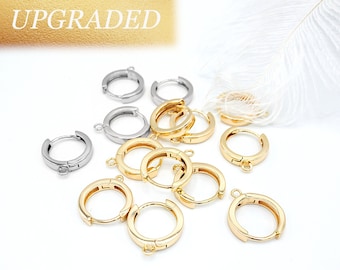 Huggie Hoop One-Touch Hoop Earring Findings in Anti-Tarnish 18K Gold or Platinum Plating, Earring Hoop with Ring, Nickel & Lead Free