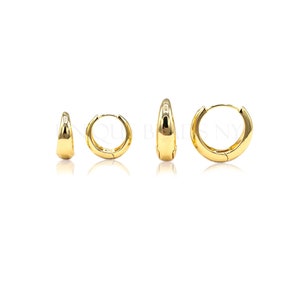 Teardrop Hoop Earrings in 18K Gold Plating, Lightweight Hoop Earrings, Thick Clicker Earrings, Hypoallergenic, 20mm FINAL SALE by Pair image 3