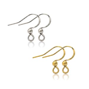 10/50pcs 17mm Hypoallergenic French Hook Ear Wires • Waterproof 18K PVD Gold 316L Stainless Steel Earring Hooks with Ball • Jewelry Findings