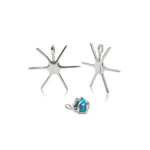 Pendant Settings for Stones, 2PCs+ 925 Silver Claw Setting for Raw Gemstone, Anti-tarnish Rhodium Plated, Hypoallergenic Pendant Blank