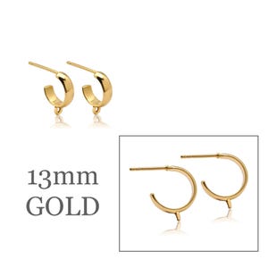 C-Hoop Studs with Loop in 18K Gold 13mm