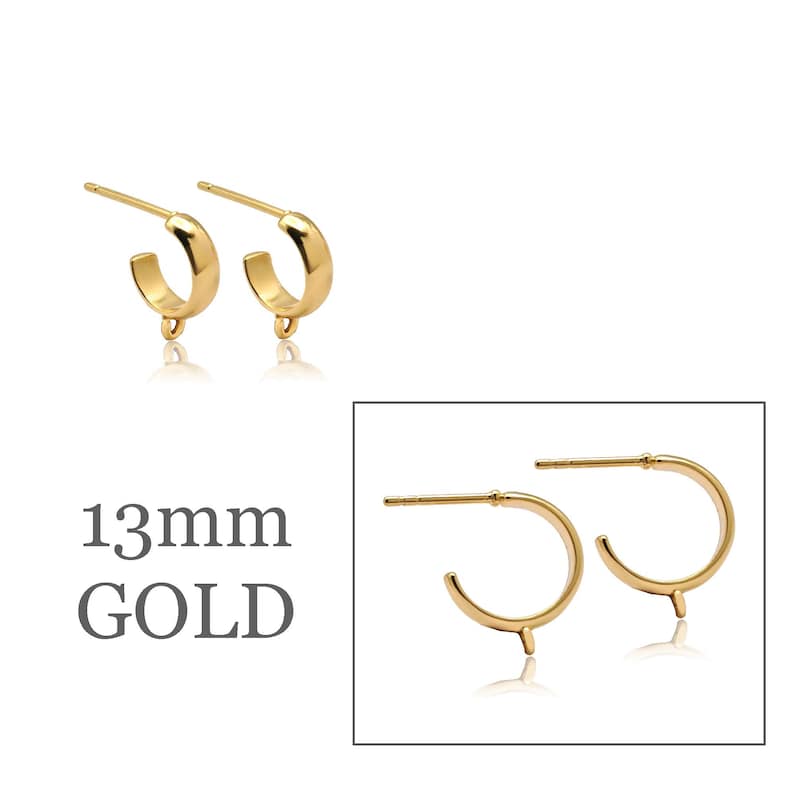 C-Hoop Studs with Loop in 18K Gold 13mm