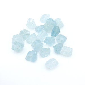 Raw Aquamarine Beads, 6-10mm Rough Center Drilled Crystal Nuggets, Natural March Birthstone Boho DIY Jewelry Making Supply (5 or 10 Pcs)