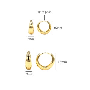 Teardrop Hoop Earrings in 18K Gold Plating, Lightweight Hoop Earrings, Thick Clicker Earrings, Hypoallergenic, 20mm FINAL SALE by Pair image 4